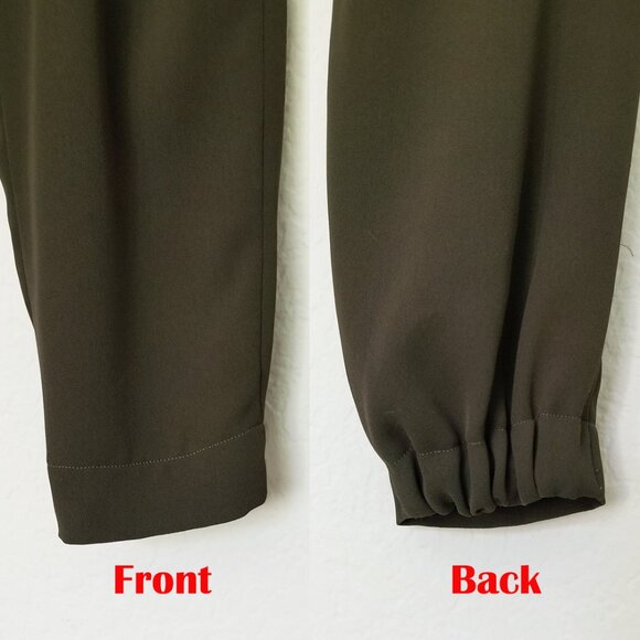 Vince Olive Green Pleated Front Crepe Jogger Pants Size 6 Ankle Crop Flowy $195 - Picture 11 of 14